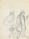 THÉOPHILE STEINLEN Two double-sided figure study drawings.